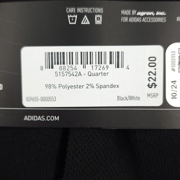 Adidas Womens Cushioned AEROREADY Socks 6 Pair Black Size 5-10 Comfortable - Picture 6 of 8